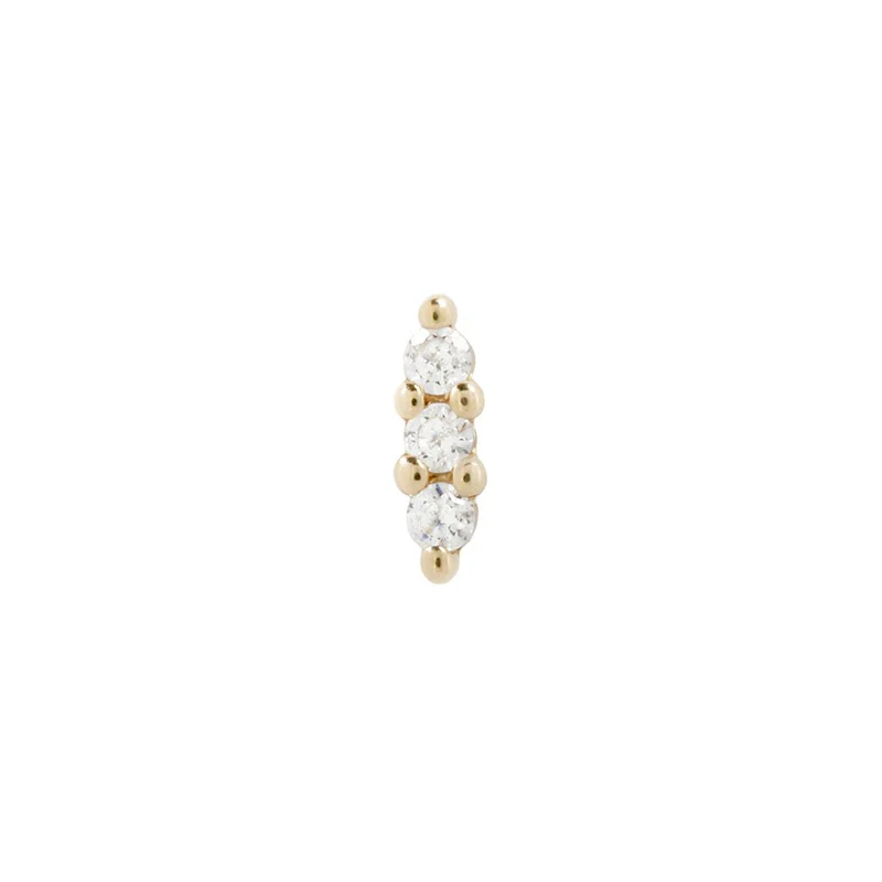Mishka 3 – Buddha Jewelry 14ct Gold (14k) Threadless End with CZ