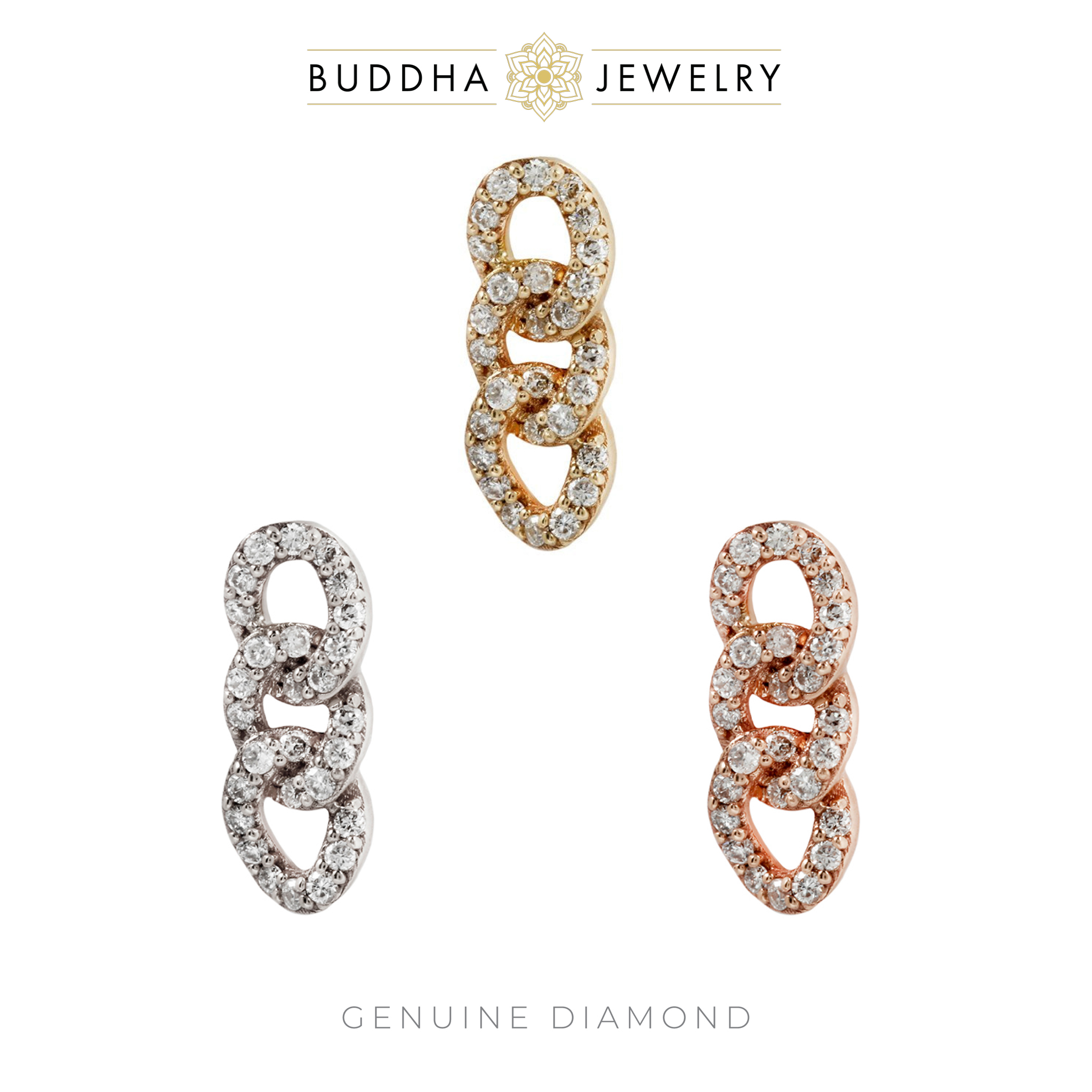 Chainlink Threadless End with Diamond