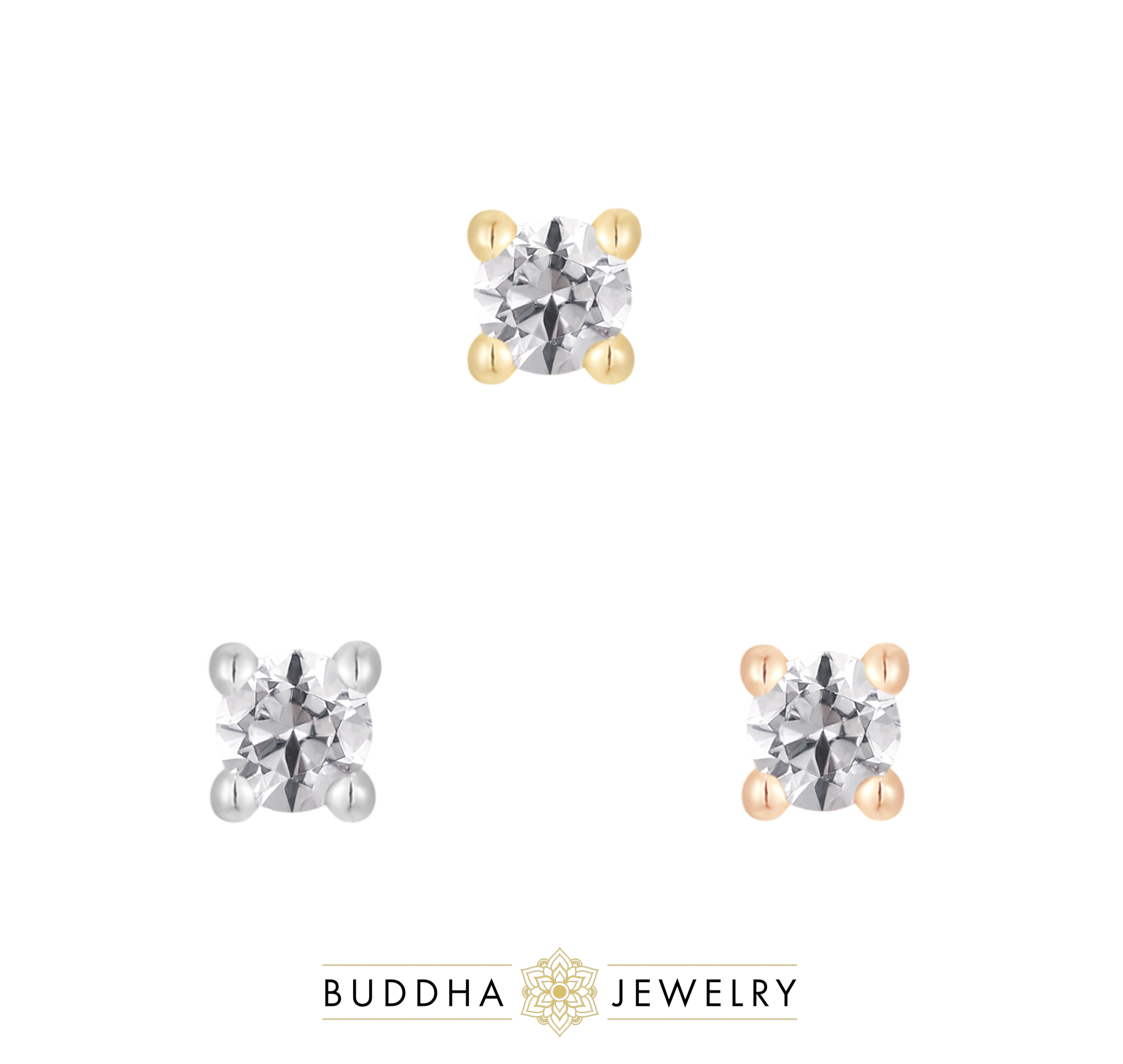 Prong-Set Gem 2mm – Buddha Jewelry 14k Gold Threadless End with CZ