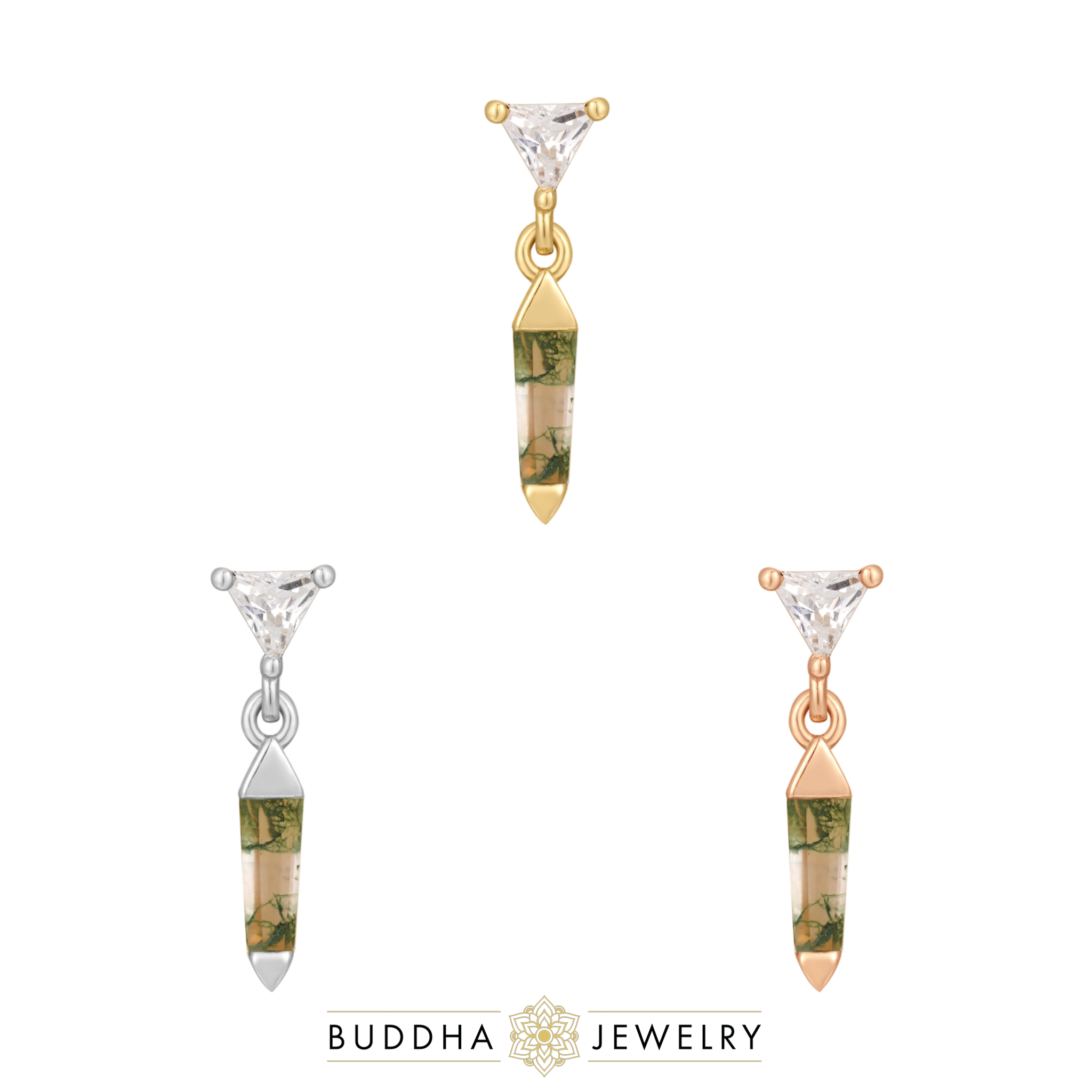Savvy Threadless End with Moss Agate